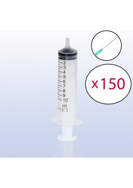 10 cc Enjektör Yeşil Uç 3p - 150 Adet