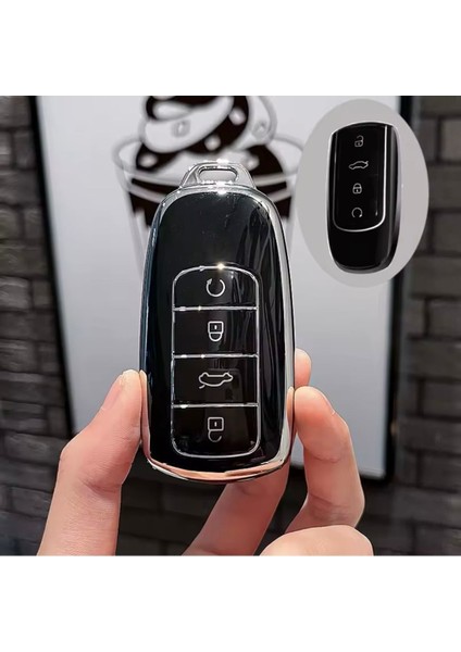 Chery Tiggo 7 Pro Max Siyah-Silver Anahtar Kılıfı