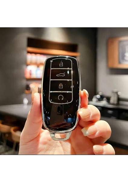 Chery Tiggo 7 Pro Max Siyah-Silver Anahtar Kılıfı