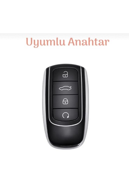 Chery Tiggo 7 Pro Max Siyah-Silver Anahtar Kılıfı