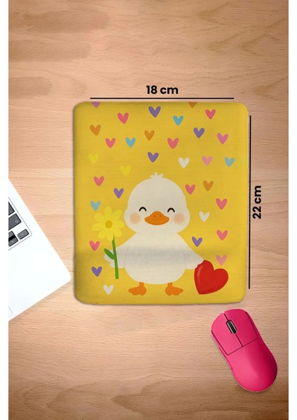 Bilek Destekli Kalpli Ördek Temalı Sarı Dikdörtgen Pürüzsüz Yüzey Dikişsiz Mouse Pad 18X22CM fiyatları