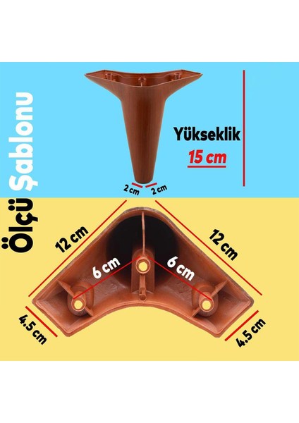 Mobilya Kanepe Koltuk Tv Ünitesi Destek Ayağı 15 cm Kahverengi Ayakları 20'li Set