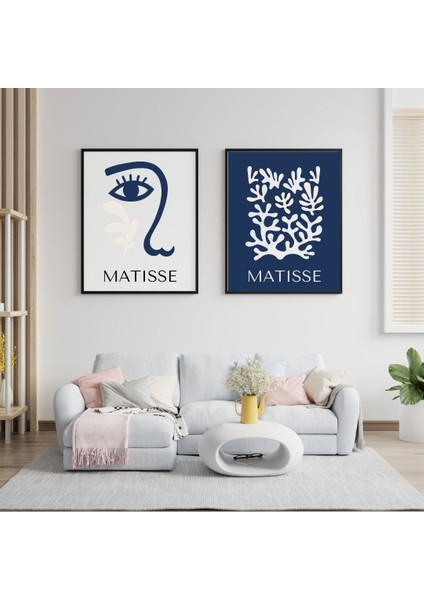 Mavinin Güzelliği Matisse Duvar Tablosu Çerçeveli 2'li Set