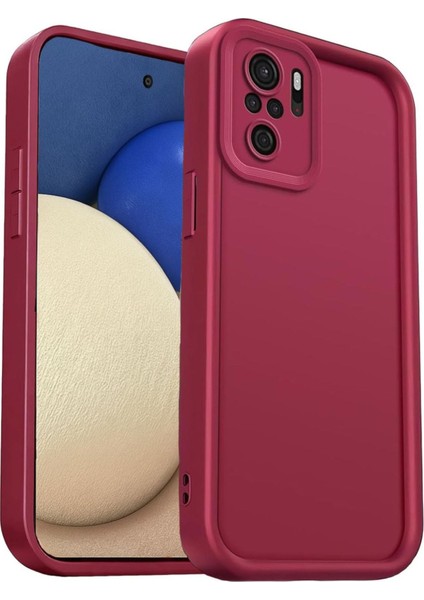 Xiaomi Redmi Note 10/10S Uyumlu Kılıf Kamera Korumalı Yumuşak Dokulu Darbe Emici Bordo Silikon Kapak