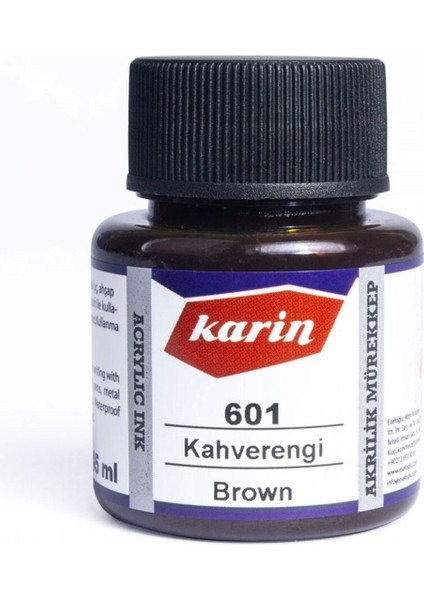 Hat Mürekkebi-Kaligrafi Mürekkebi-Akrilik Mürekkep Kahverengi 601-45ML