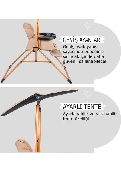 Bebek Salıncağı Kahverengi Tekstil 9-25 kg Taşıma Kapasitesi