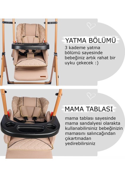 Bebek Salıncağı Kahverengi Tekstil 9-25 kg Taşıma Kapasitesi