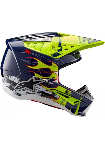 S-M5 Rash Off-Road Motosiklet Kaskı Lacivert Sarı Beyaz fiyatları