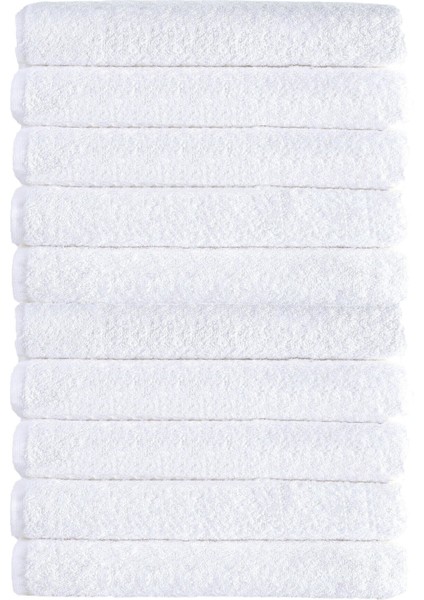 10 Lu Otel Banyo Havlusu Pamuklu 90 x 150 cm Beyaz 16/1 Avs 580 gr