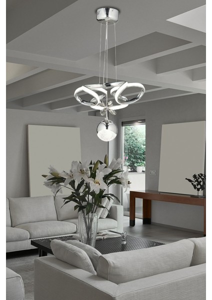 Luxury Modern Sarkıt LED Avize Krom Ledli Avize Kademeli 3 Renk