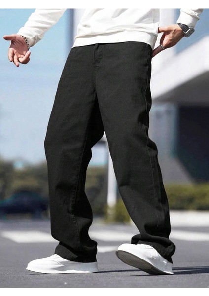 Erkek Casual Baggy Denim Jean Kot Pantolon
