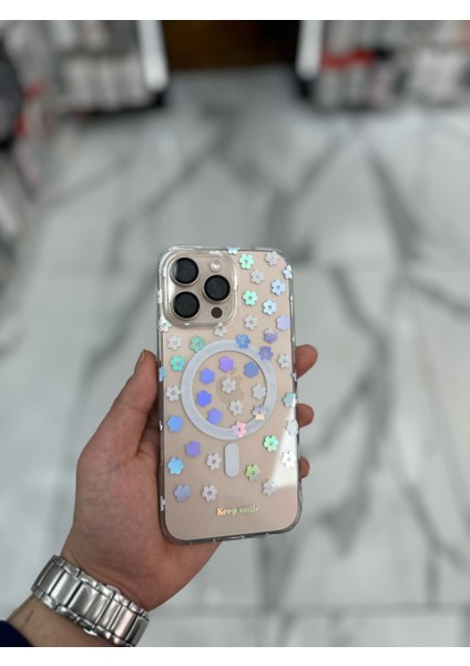 Apple iPhone 12 Pro Kılıf Renkli Papatya Fiyonklu Magsafe Kılıf Silikon Tasarımlı