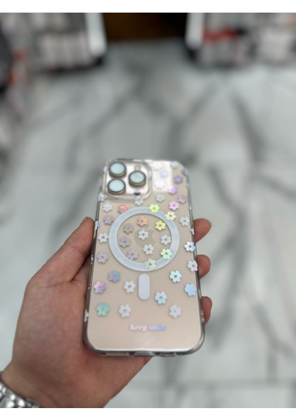 Apple iPhone 12 Pro Kılıf Renkli Papatya Fiyonklu Magsafe Kılıf Silikon Tasarımlı