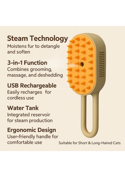 Buharlı Kedi ve Köpek Tarağı 3'ü 1 Arada Masaj Tüy Toplama USB Şarjlı Tarak Fırça indirimleri