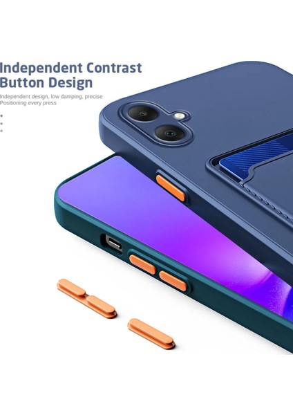 Samsung Galaxy A36 Kılıf Kamera Korumalı Kartlıklı Cüzdanlı Kırmızı Tuşlu Siyah Silikon Kapak