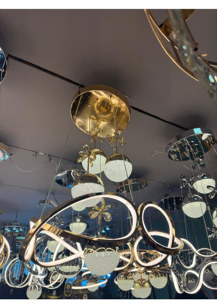 Samay 3 Renk Gold ( Sarı Beyaz ve Gün Işığı ) Luxury LED Kristal Taşlı Avize Concept fırsatları