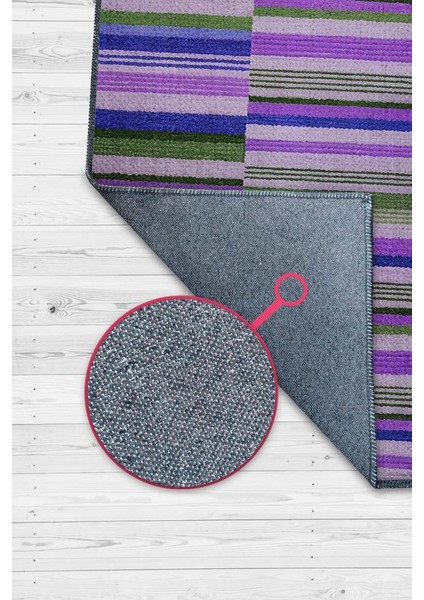 Çizili Mor Renkli Halı Mutfak Halısı Çizgili Oturma Odası Halısı Retro Tarzı Salon Halısı modelleri