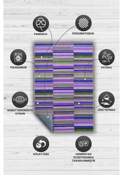 Çizili Mor Renkli Halı Mutfak Halısı Çizgili Oturma Odası Halısı Retro Tarzı Salon Halısı fırsatları