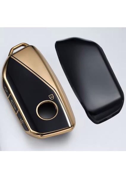 Bmw 5 Serisi G81 G60 G61 Anahtar Kılıfı Siyah-Gold 2023-2025