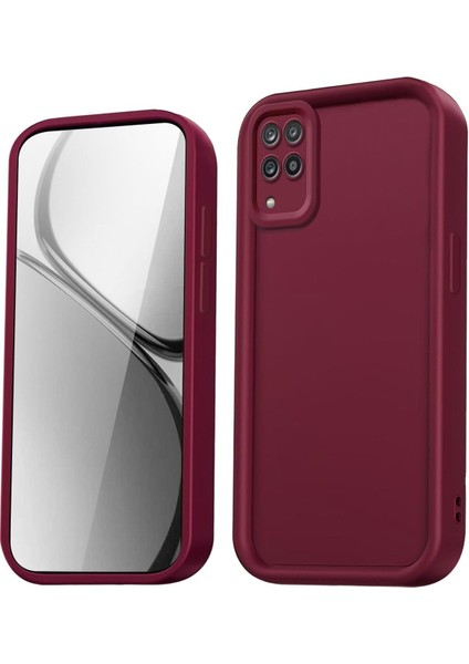Samsung Galaxy A12/M12 Uyumlu Kılıf Kamera Korumalı Yumuşak Dokulu Darbe Emici Bordo Silikon Kapak