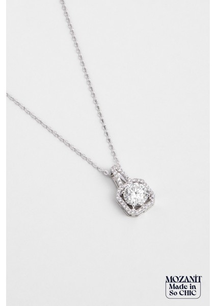 Mozanit Işığı 18 Ayar Beyaz Altın Kaplama 44 cm Gümüş Kolye modelleri