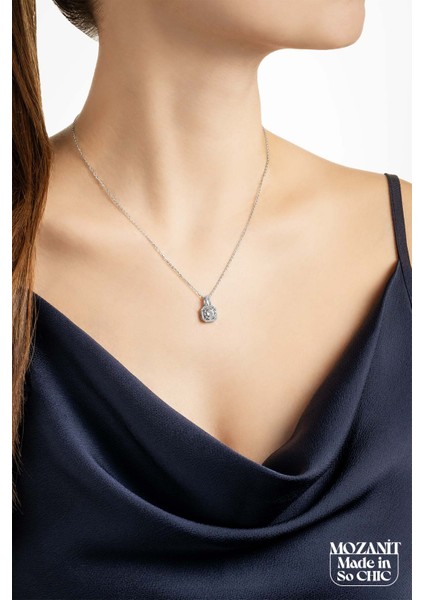 Mozanit Işığı 18 Ayar Beyaz Altın Kaplama 44 cm Gümüş Kolye indirimleri