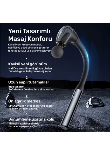 Nvr11 Masaj Başlıklı 5 Seviyeli 2600rpm Type-C Taşınabilir Profesyonel Masaj Tabancası