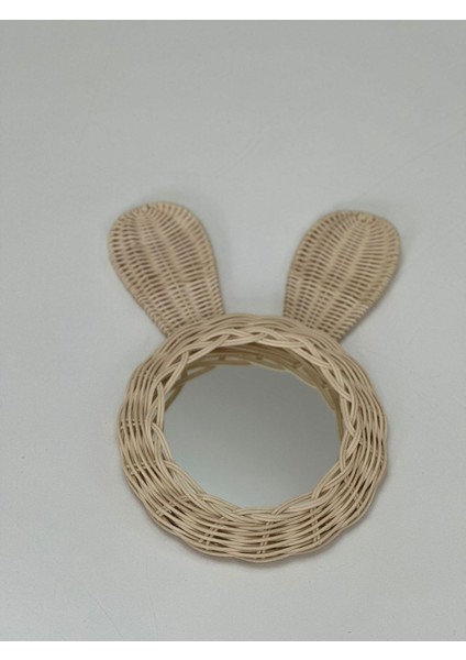 Rattan Bambu Tavşan Kulak Sepet ve Ayna Set