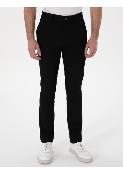 Erkek Siyah Slim Fit Kanvas Pantolon 50308077-VR046