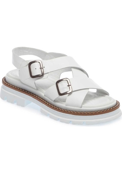 Beyaz Hakiki Deri Kadın Sandalet - K24Y1SN67162-A26 fiyatları