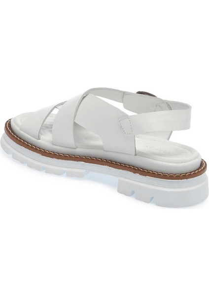 Beyaz Hakiki Deri Kadın Sandalet - K24Y1SN67162-A26 fırsatları