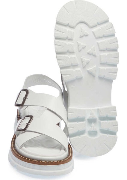 Beyaz Hakiki Deri Kadın Sandalet - K24Y1SN67162-A26