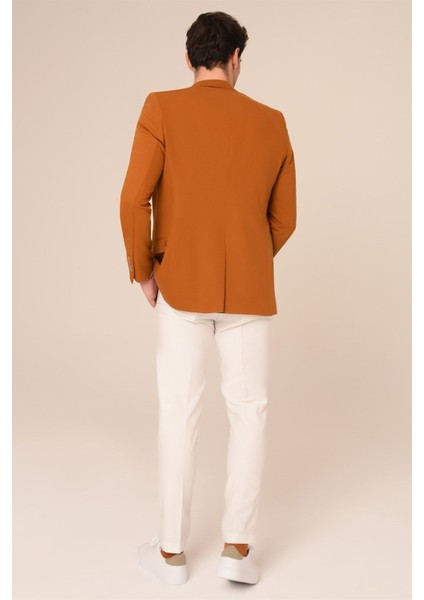 Hardal Renk,blazer Tek Ceket Mono Yaka Slim Fit | Agustini fiyatları