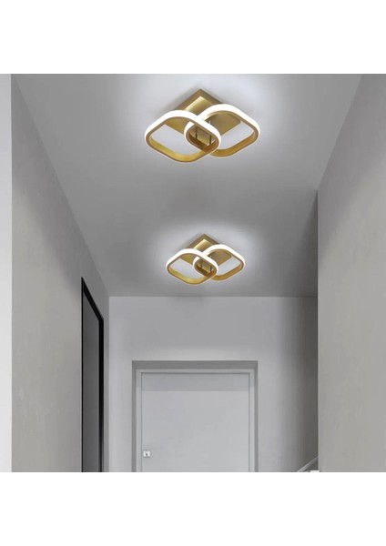 Modern Tasarım Square Plafonyer Tavan LED Avize Eskitme Gold Power Ledli Salon Hol Mutfak Avize