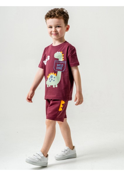 Wild Dino Baskılı Erkek Çocuk Şortlu Takım 50302