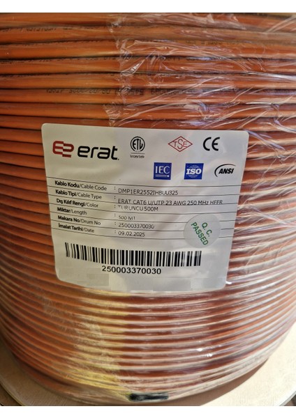 Nif Bilişim Erat DMP1ER2552IHBUU325 Cat6 U/utp 23AWG 250 Mhz Hffr 500 Metre Full Bakır Cat6 Kablo Turuncu fiyatları