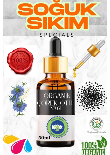 Organik Çörekotu Yağı(Soğuk Press) ''50ml''