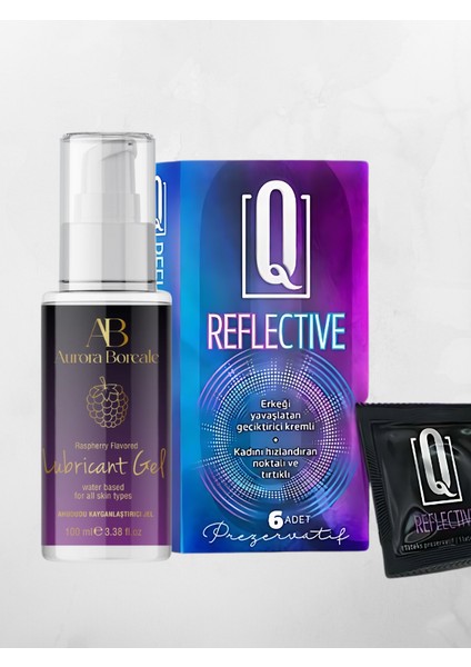 Ahududu Aromalı Su Bazlı Jel 100ML Q Reflective 6'lı Kondom Set