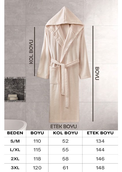 Kapüşonlu Bornoz Doğa Bej L/xl modelleri