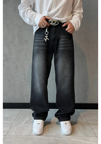 Baggy Fit Eskitme Kot Pantolon