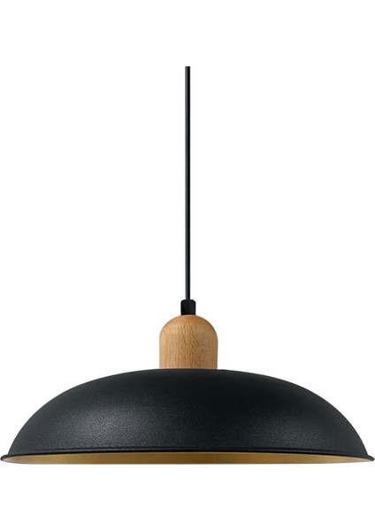 Lungo Siyah Ahşap Başlık Tekli Avize Sarkıt Lamba Restoran Salon Aydınlatma