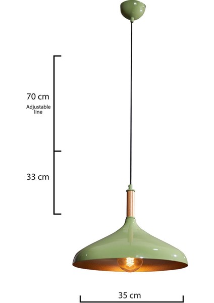 Ufo Tekli Yeşil Metal Sarkıt Avize Ahşap Parçalı fırsatları