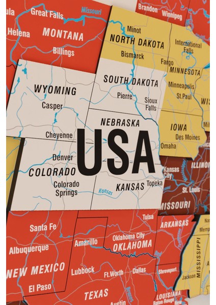 Renkli Tasarım 3D Ahşap Dünya Haritası - Ahşap Dünya Haritası indirimleri