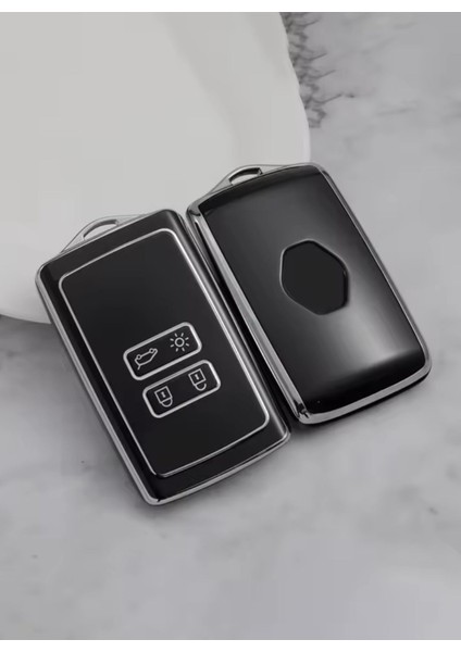 Renault Megane 4 Clio 5 Talisman Megane E-Tech Anahtar Kılıfı Siyah-Silver