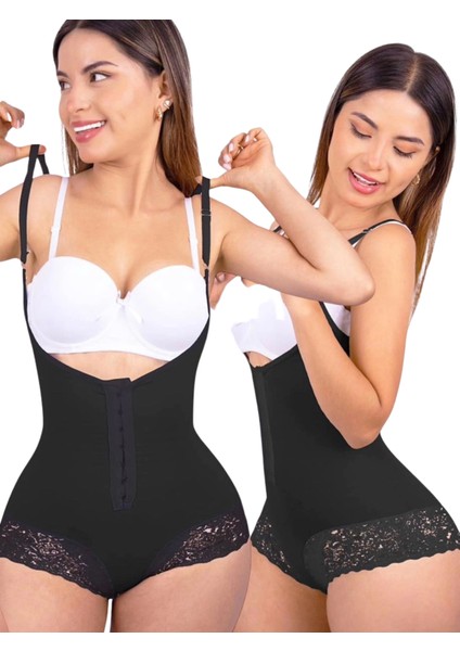 Kadın Agraflı Zıbın Korse Dantelli Tüm Vücut Korsesi Lazer Kesim Ince Gösteren Göğüs Altı Korse