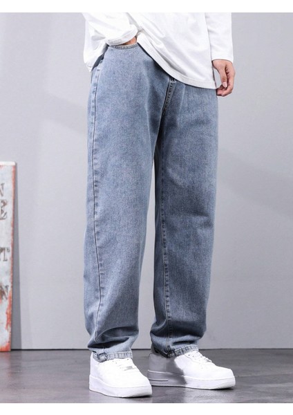 Erkek Casual Baggy Denim Jean Kot Pantolon