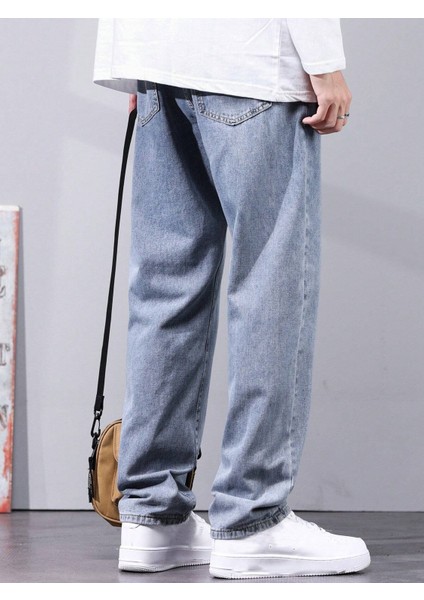Erkek Casual Baggy Denim Jean Kot Pantolon