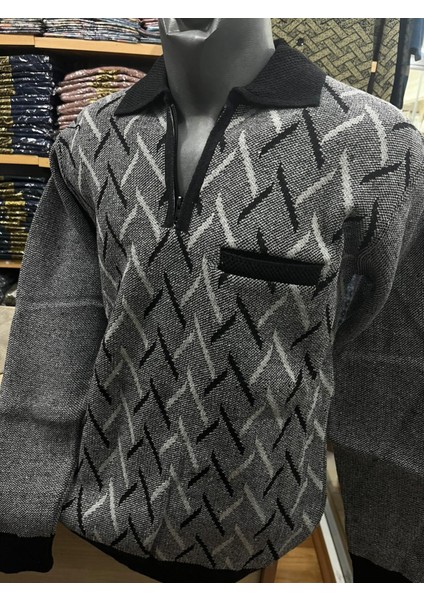 Erkek Triko Yarım Fermuarlı Cepli Kazak fiyatları