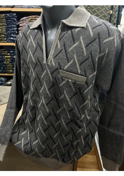 Erkek Triko Yarım Fermuarlı Cepli Kazak fiyatları