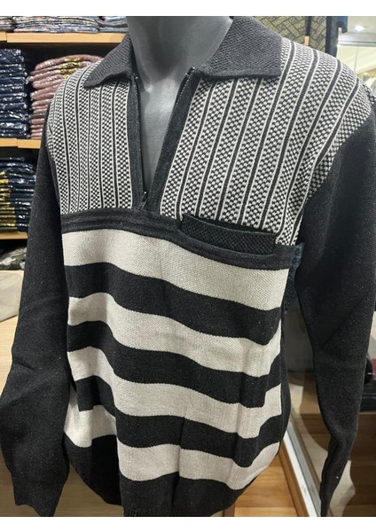 Erkek Triko Yarım Fermuarlı Cepli Kazak fiyatları